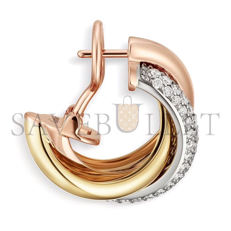 CARTIER TRINITY EARRINGS, CLASSIC MODEL, SEMI-PAVED B8031900 CARTIER TRINITY EARRINGS, CLASSIC MODEL, SEMI-PAVED B8031900